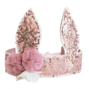Alimrose | NWT Rose Gold Sequin Bunny Crown, Kids Adjustable Size